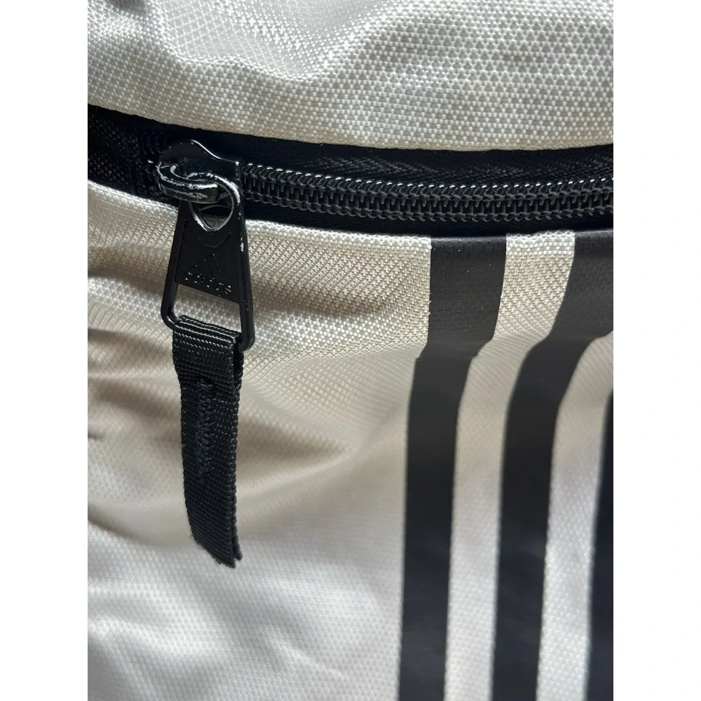 Adidas Sports Drawstring Bag Zipper Pockets Black & White 16